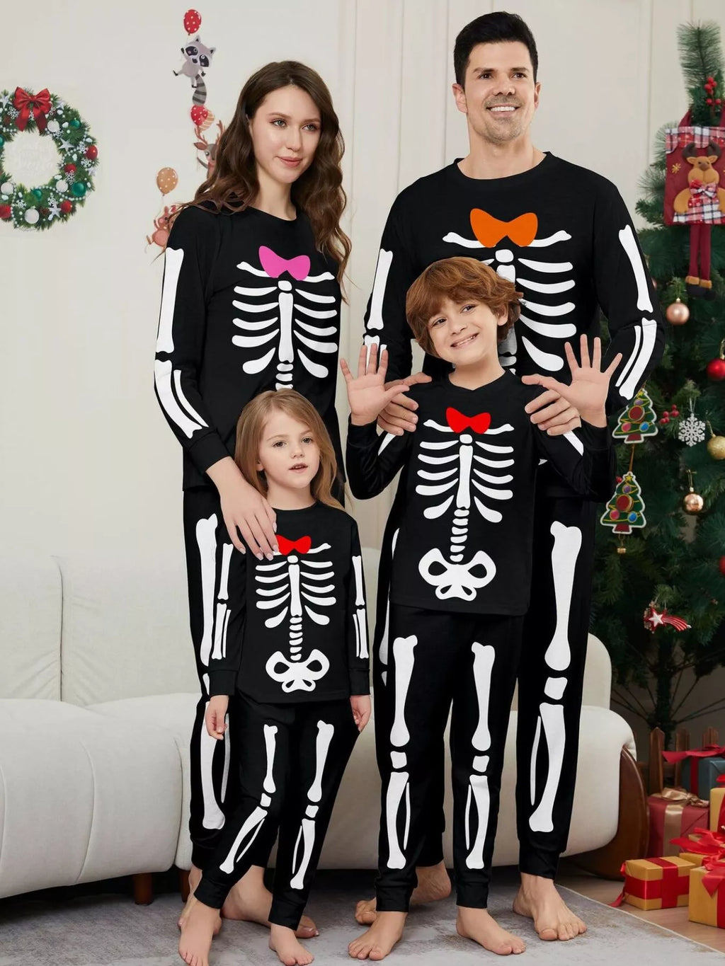 Full Size Matching Family Skeleton Pajama Set Plus