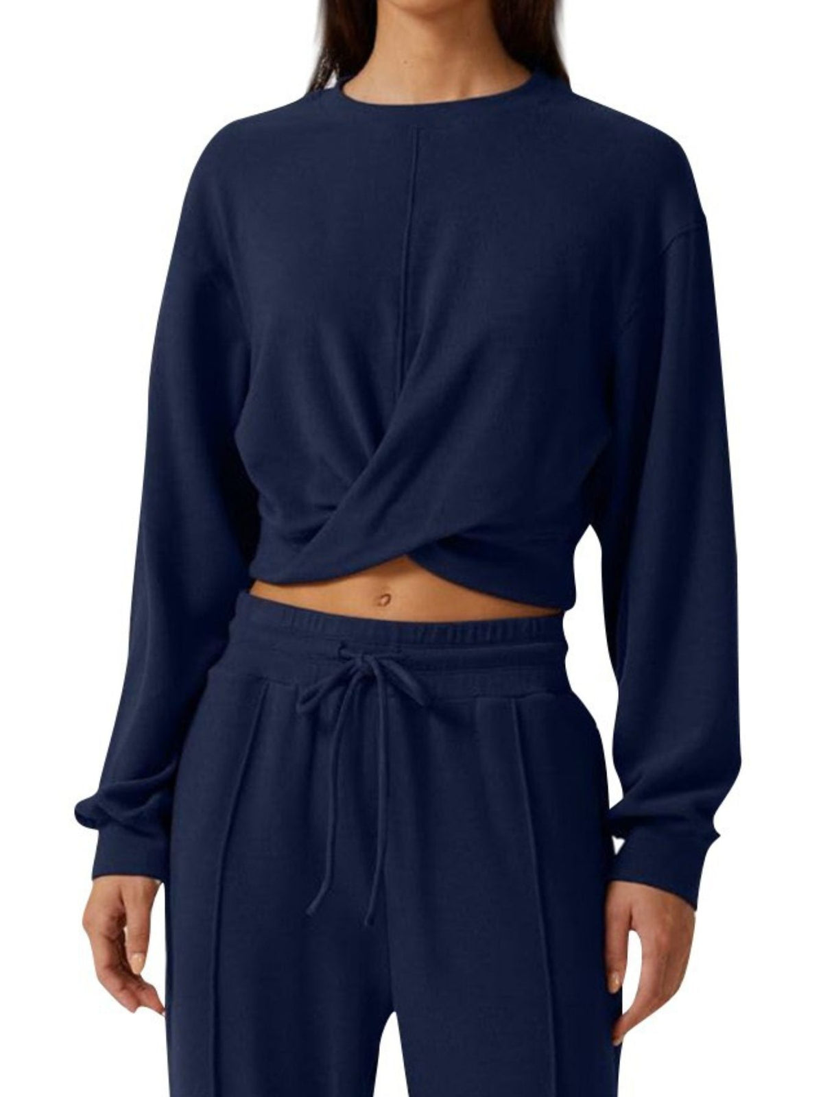 Twist-front Long Sleeve Top Pants Set (11)