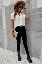 Full Size Notched Short Sleeve Blouse (6)