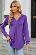 Decorative Button Drawstring Long Sleeve Hoodie (17)