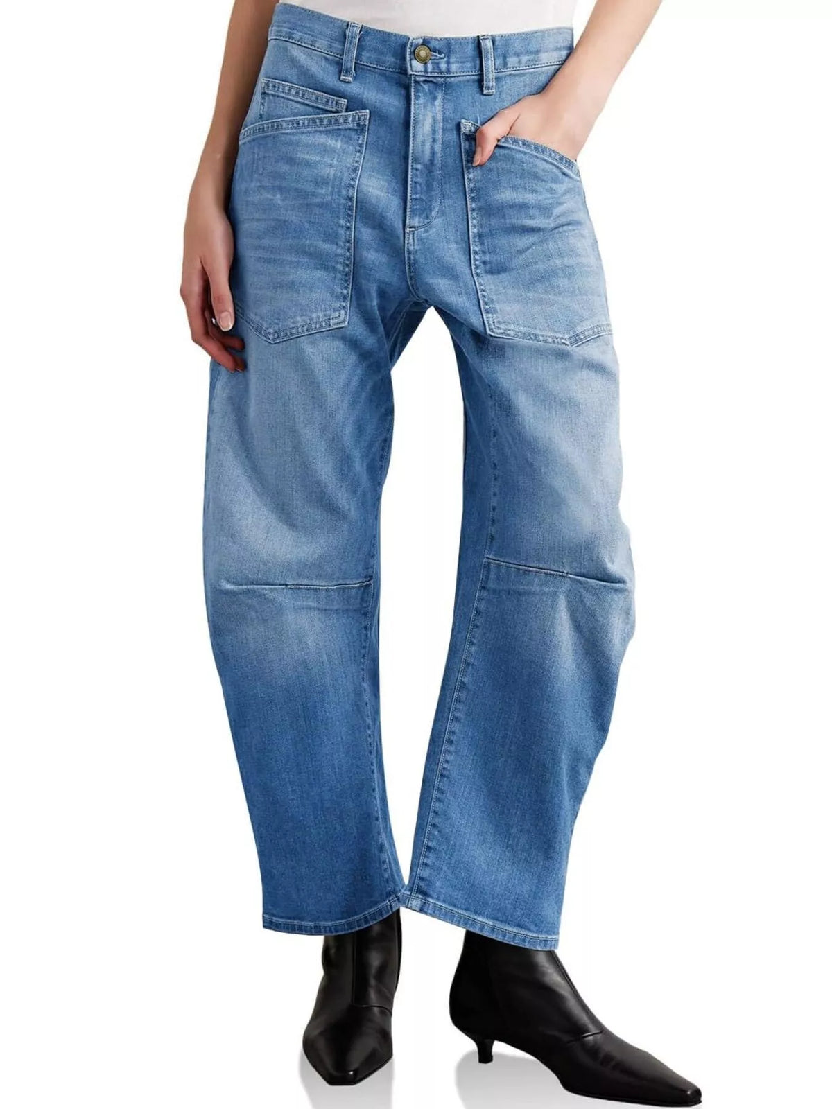 Wide-leg Jeans Patch Pockets