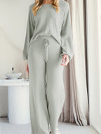 Long Sleeve Lounge Top Drawstring Pants Set (11)