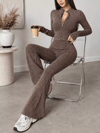 Ribbed Zip-up Cardigan Pants Knit Set (8)
