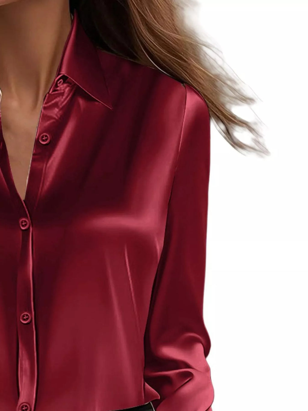 Full Size Button Down Collared Neck Long Sleeve Shirt Plus (12)