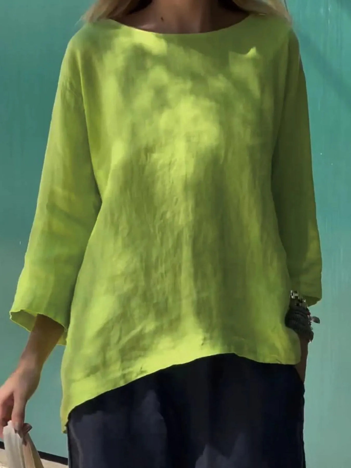 Full Size Round Neck Relaxed Fit Blouse Plus