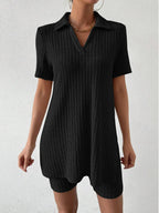 Johnny Collar Short Sleeve Top Shorts Set (7)