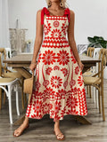 Floral Print Tie-shoulder Midi Dress