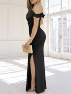 Slit Cowl Neck Maxi Dress (3)