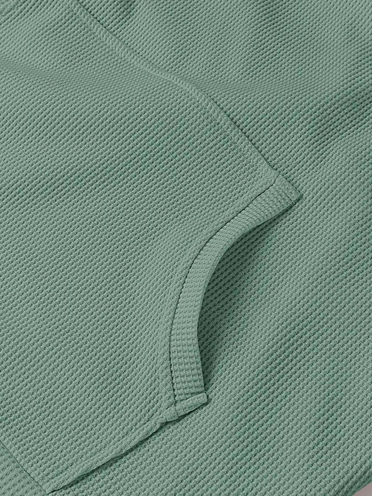 Slit Drawstring Waffle Knit Hoodie (15)