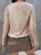 Full Size Sequin Open Front Cropped Jacket (2)