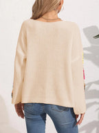 Crochet Flower Long Sleeve Sweater (6)