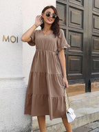 V-neck Short Sleeve Midi Dress (7)