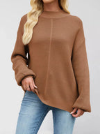 Ribbed Mock Neck Drop Shoulder Sweater (7)