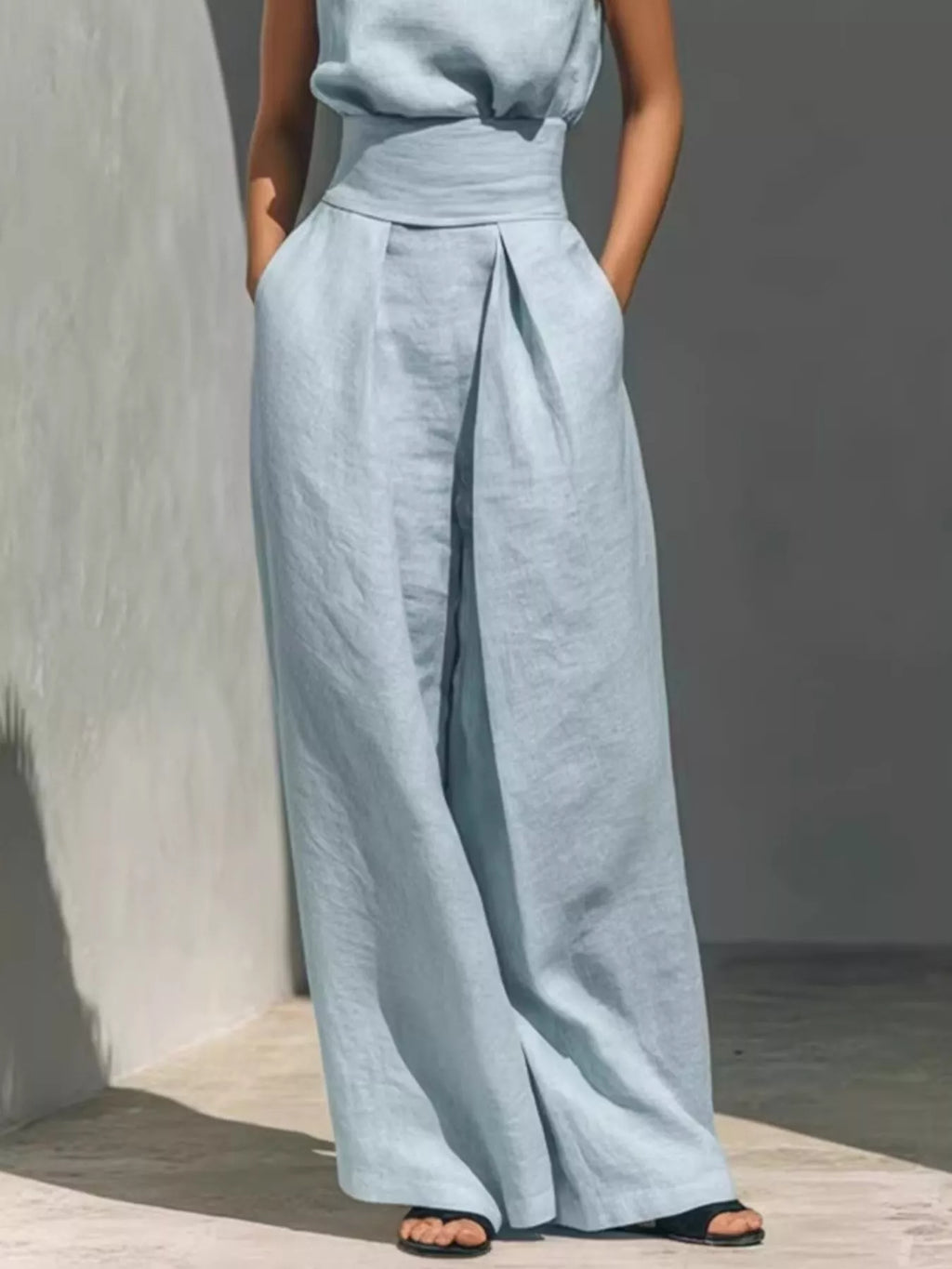 Full Size Sleeveless Wide-leg Jumpsuit Smocked Waist Plus (6)