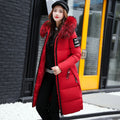 Long Cotton Jacket Hooded Big Fur Collar Down variant CJNSWTFP00063-Red-XL|CJNSWTFP00063-Red-M|CJNSWTFP00063-Red-3XL|CJNSWTFP00063-Red-XXL|CJNSWTFP00063-Red-L