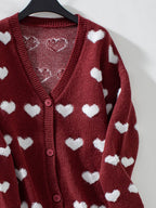 Heart V-neck Button Up Long Sleeve Cardigan (11)