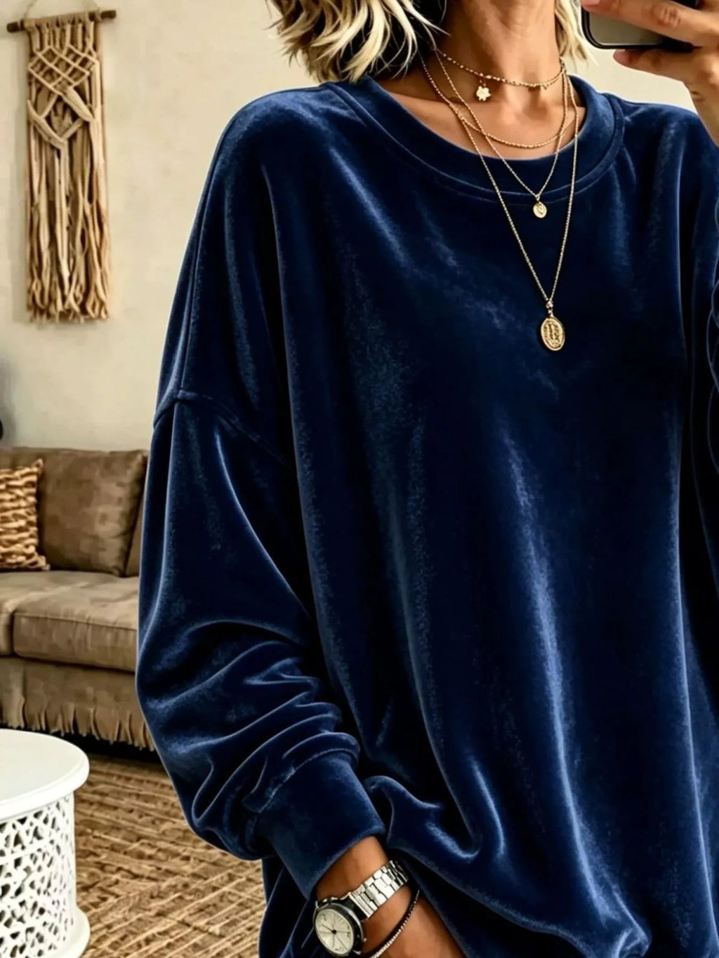 Full Size Solid Color Crew Neck Sweatshirt Plus (6)