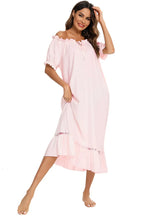 Lace Detail Short Sleeve Lounge Dress (11)