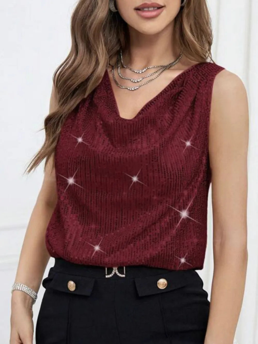 Sequin Cowl Neck Tank (14)