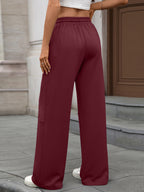 Drawstring High Waist Wide Leg Casual Pants (25)