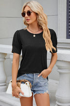 Round Neck Puff Sleeve T-shirt (11)