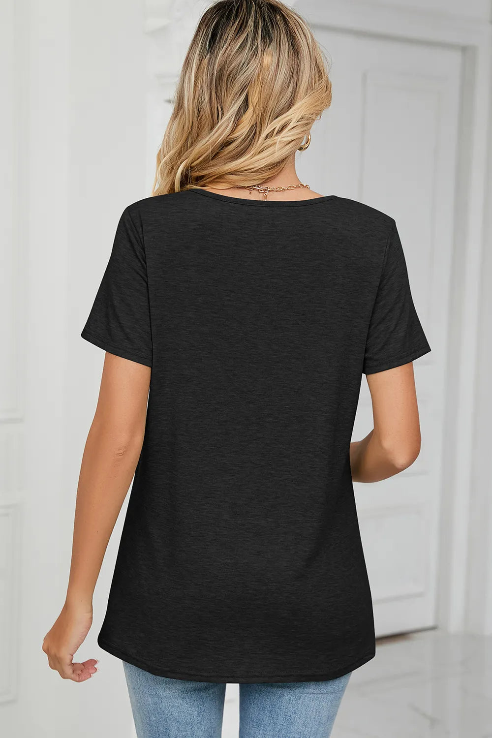 Ruched Heathered Short Sleeve T-shirt (2)
