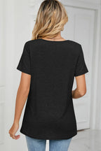 Ruched Heathered Short Sleeve T-shirt (2)
