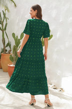 Swiss Dot Tied Surplice Short Sleeve Dress (2)
