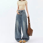 High Waist Wide Leg Jeans Baggy Straight Trousers photo 1