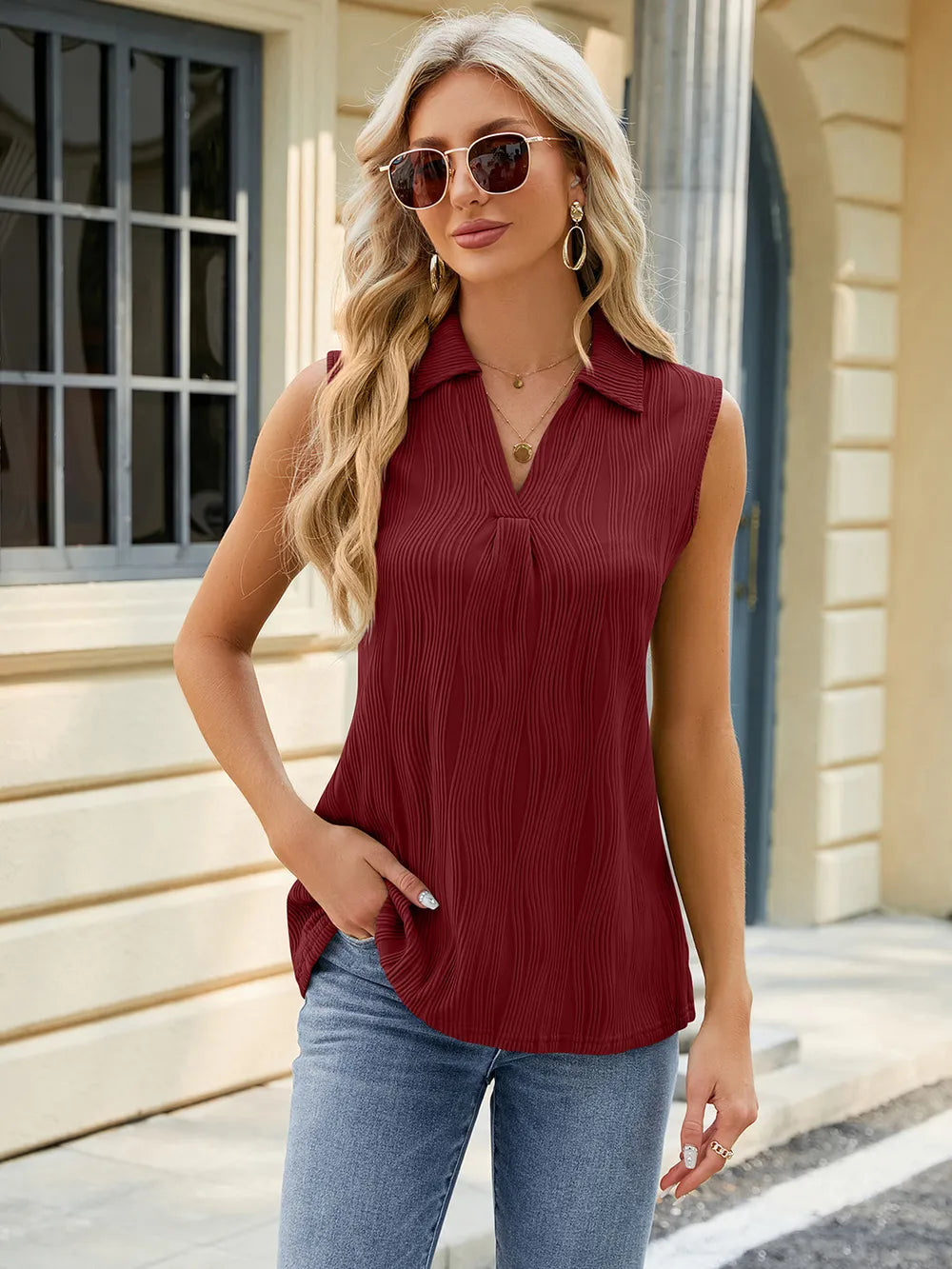 Textured Johnny Collar Tank (19)