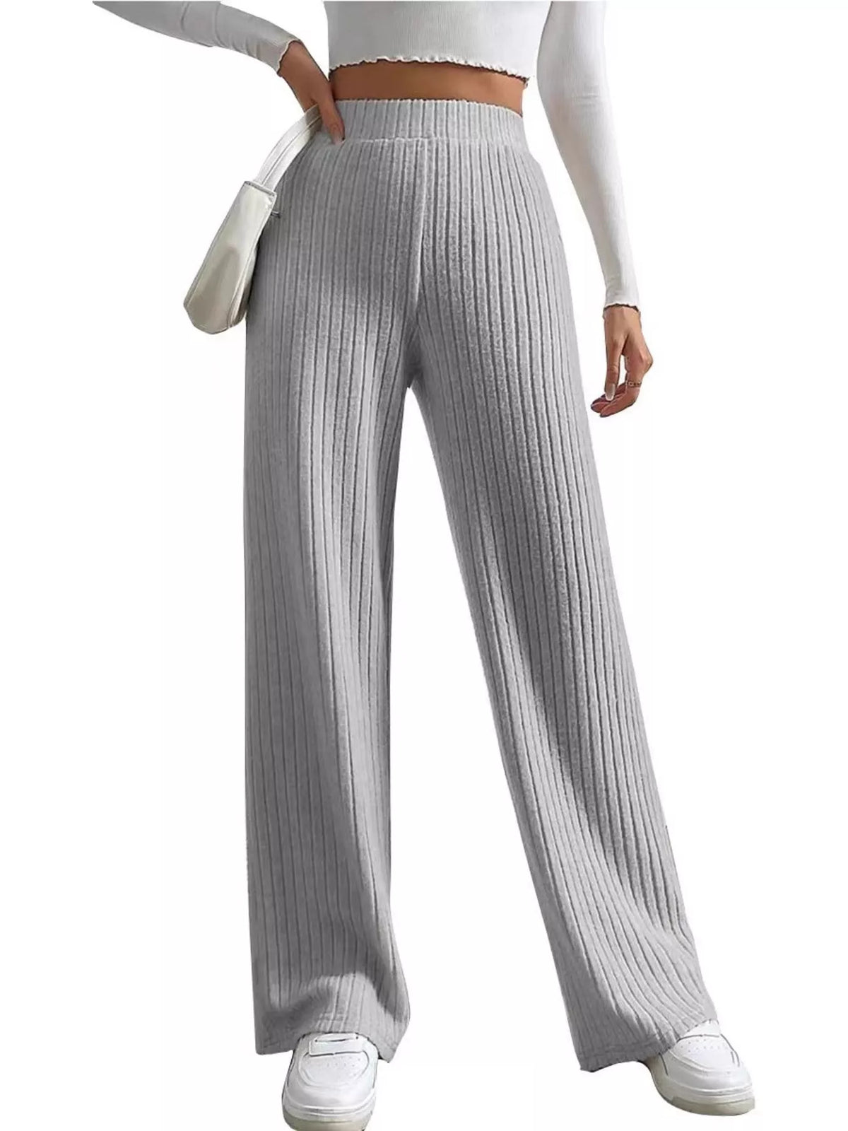 Ribbed Knit Wide-leg Sweater Pants (6)