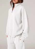 Half-zip Sweatshirt Wide-leg Sweatpants Set (18)