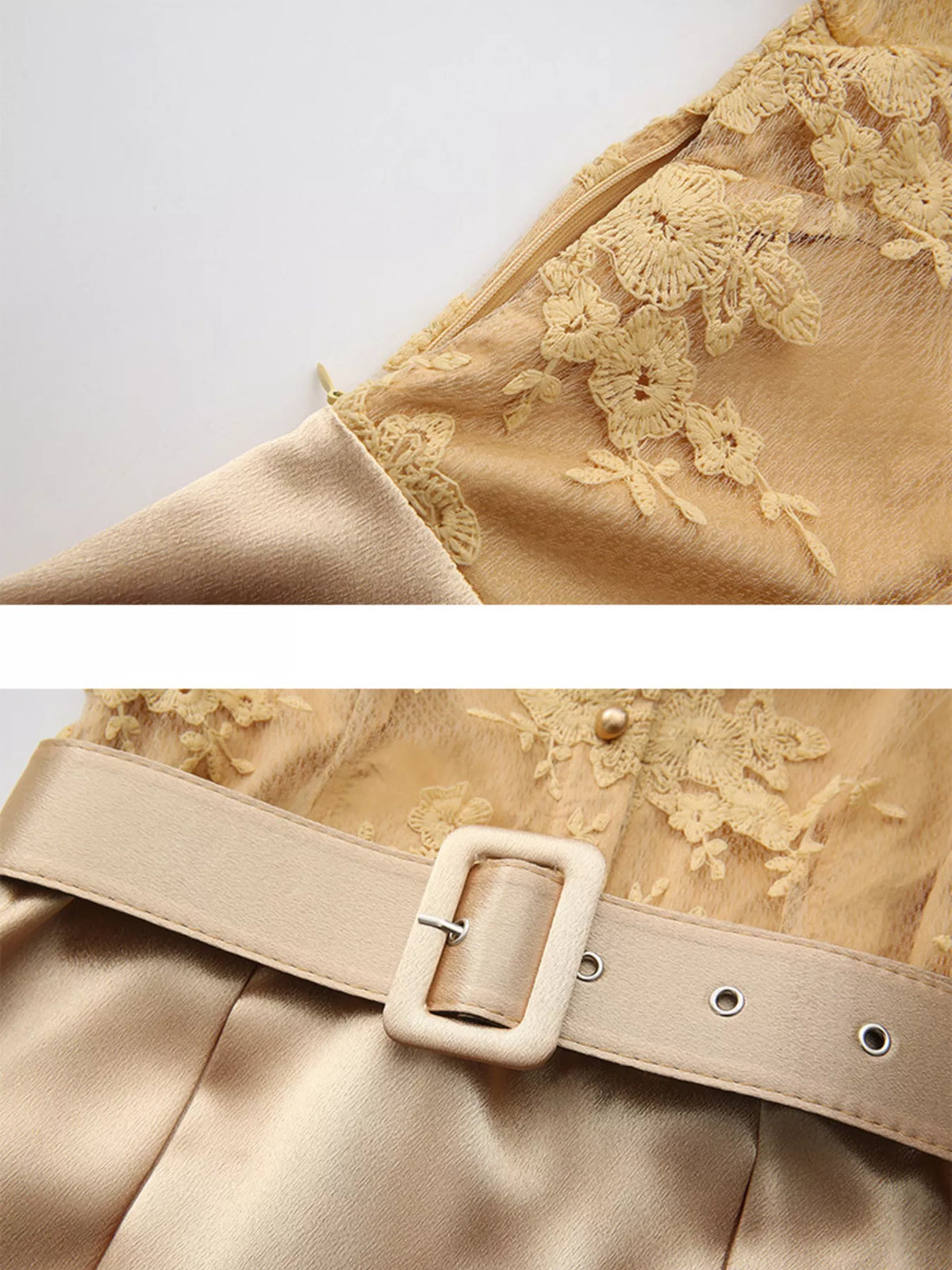 Lace Lantern Sleeve Belted Maxi Dress (4)