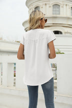 Swiss Dot Notched Neck Short Sleeve Top (17)