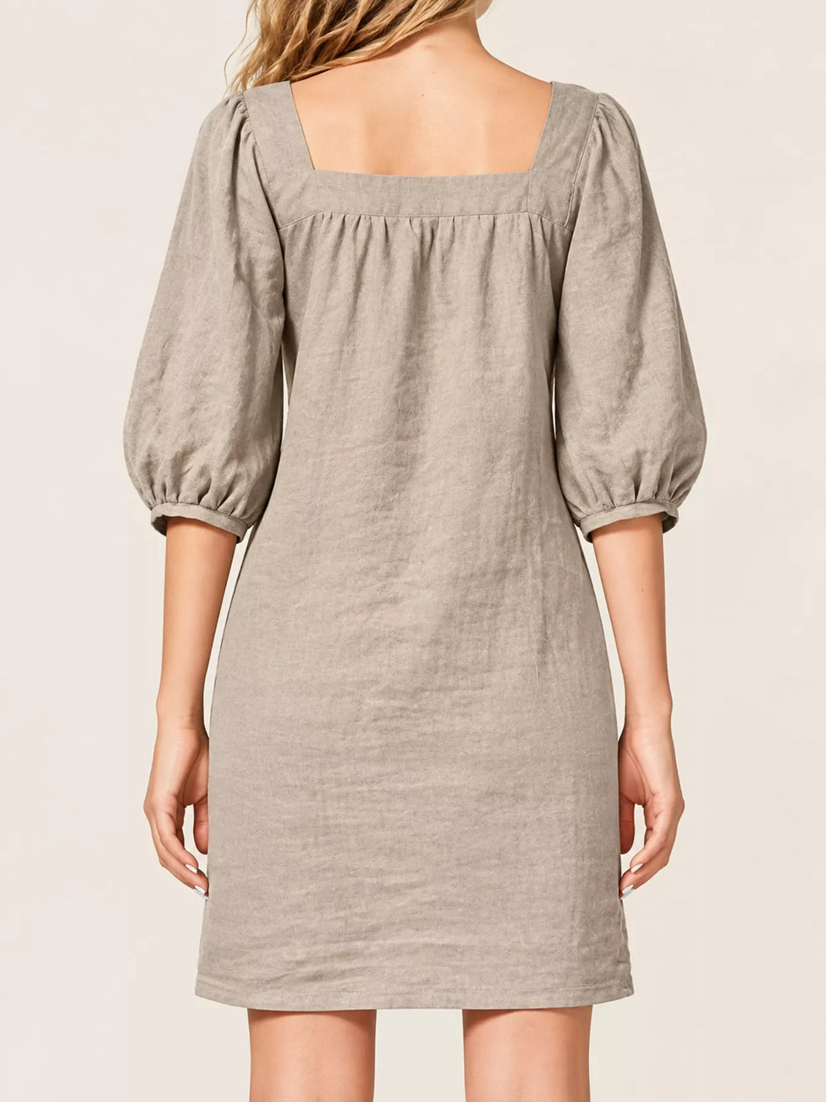 Square Neck Puff Sleeve Mini Dress (7)