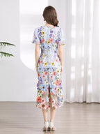 Floral Embroidered Puff Sleeve Midi Dress (17)