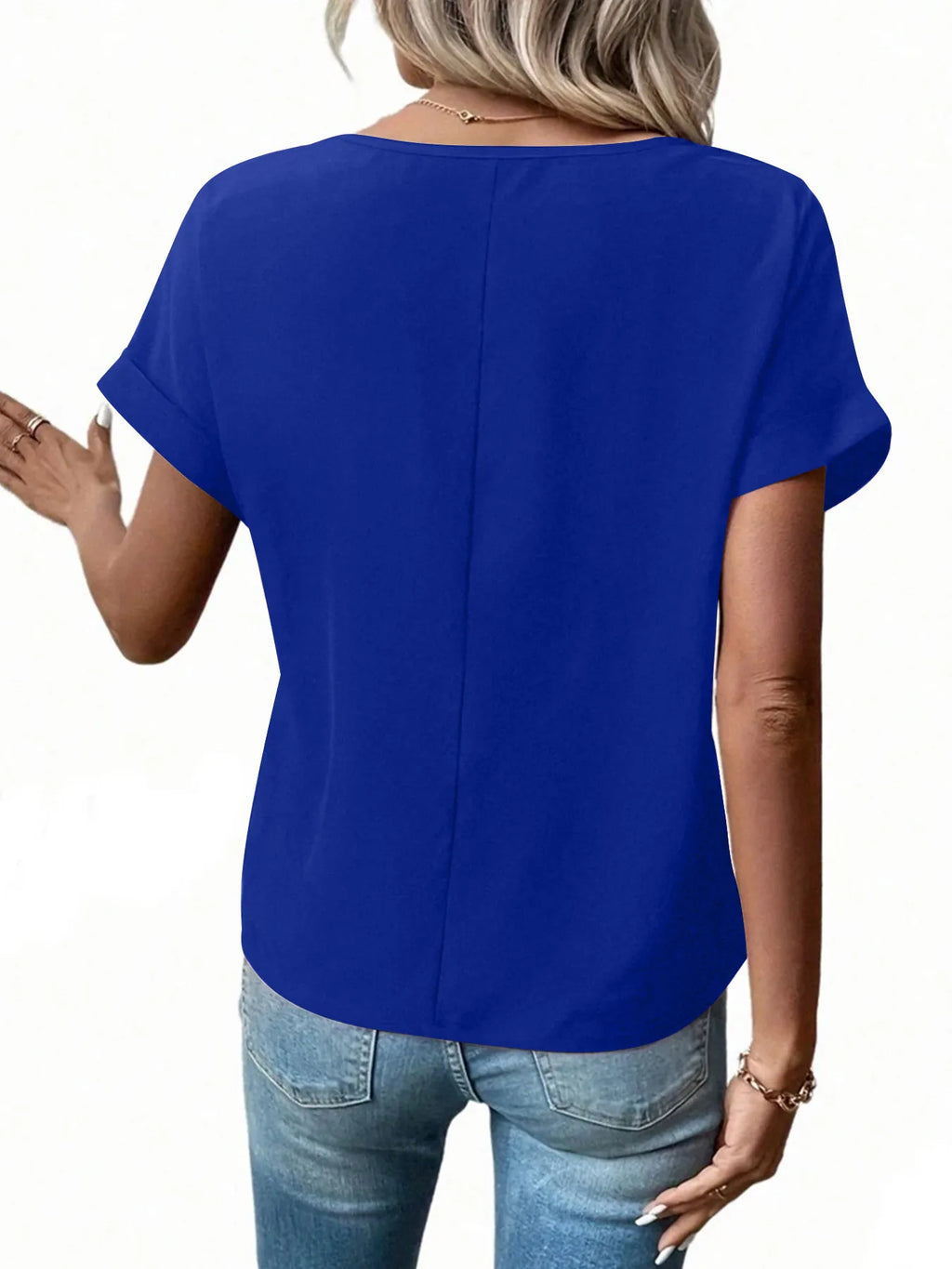 Casual Zipper Front Short Sleeve Blouse (12)