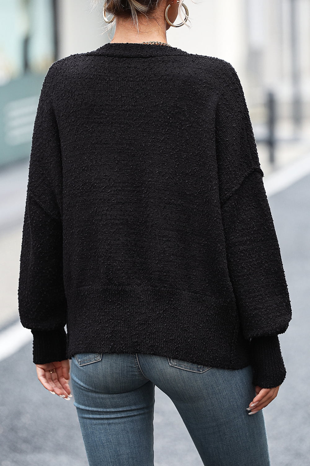 Button-up Dropped Shoulder Cardigan (2)