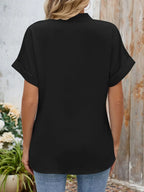 Notched Short Sleeve Blouse (25)