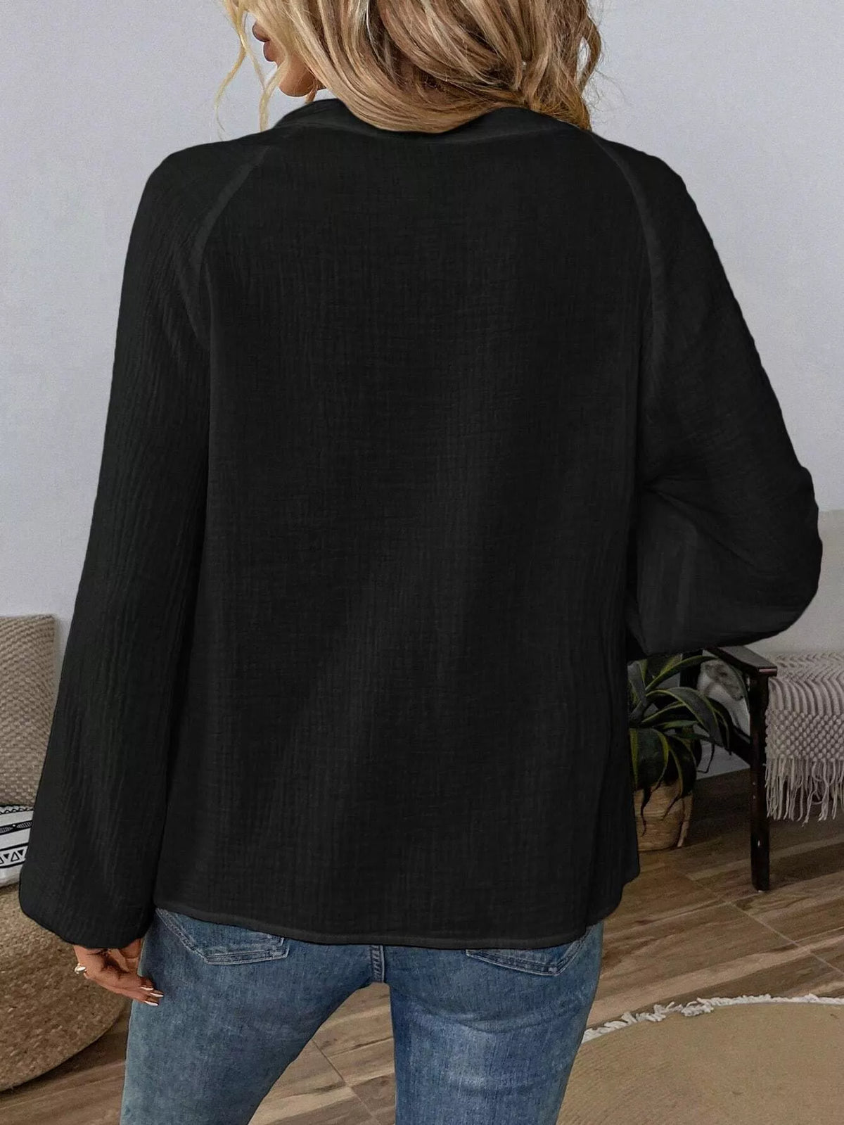 Paisley Notched Balloon Sleeve Blouse (17)