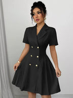 Double-breasted Pleated Blazer Dress (8)