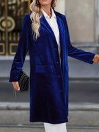 Lapel Collar Long Sleeve Longline Coat (15)
