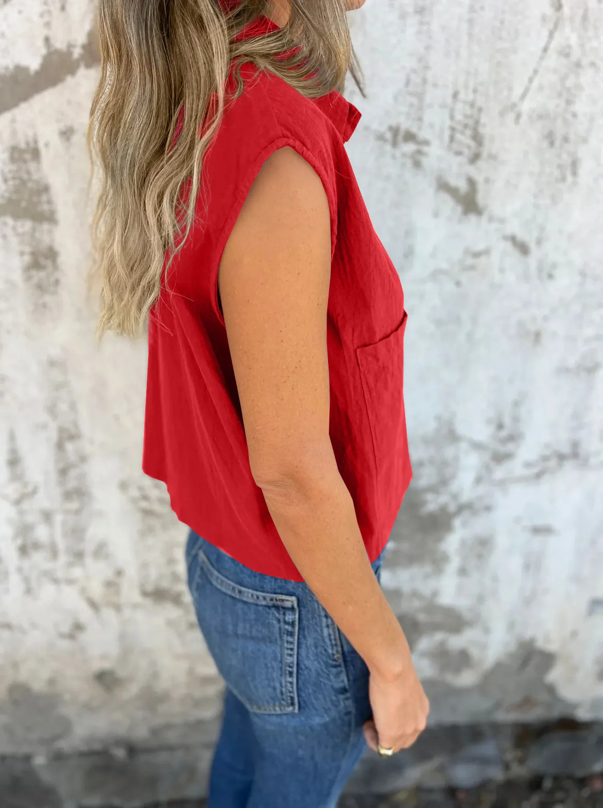 Full Size Button Down Cap Sleeve Linen Shirt Plus (6)