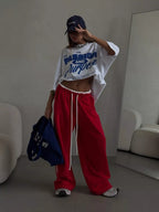 Side Stripes High-waisted Wide-leg Sweatpants (9)