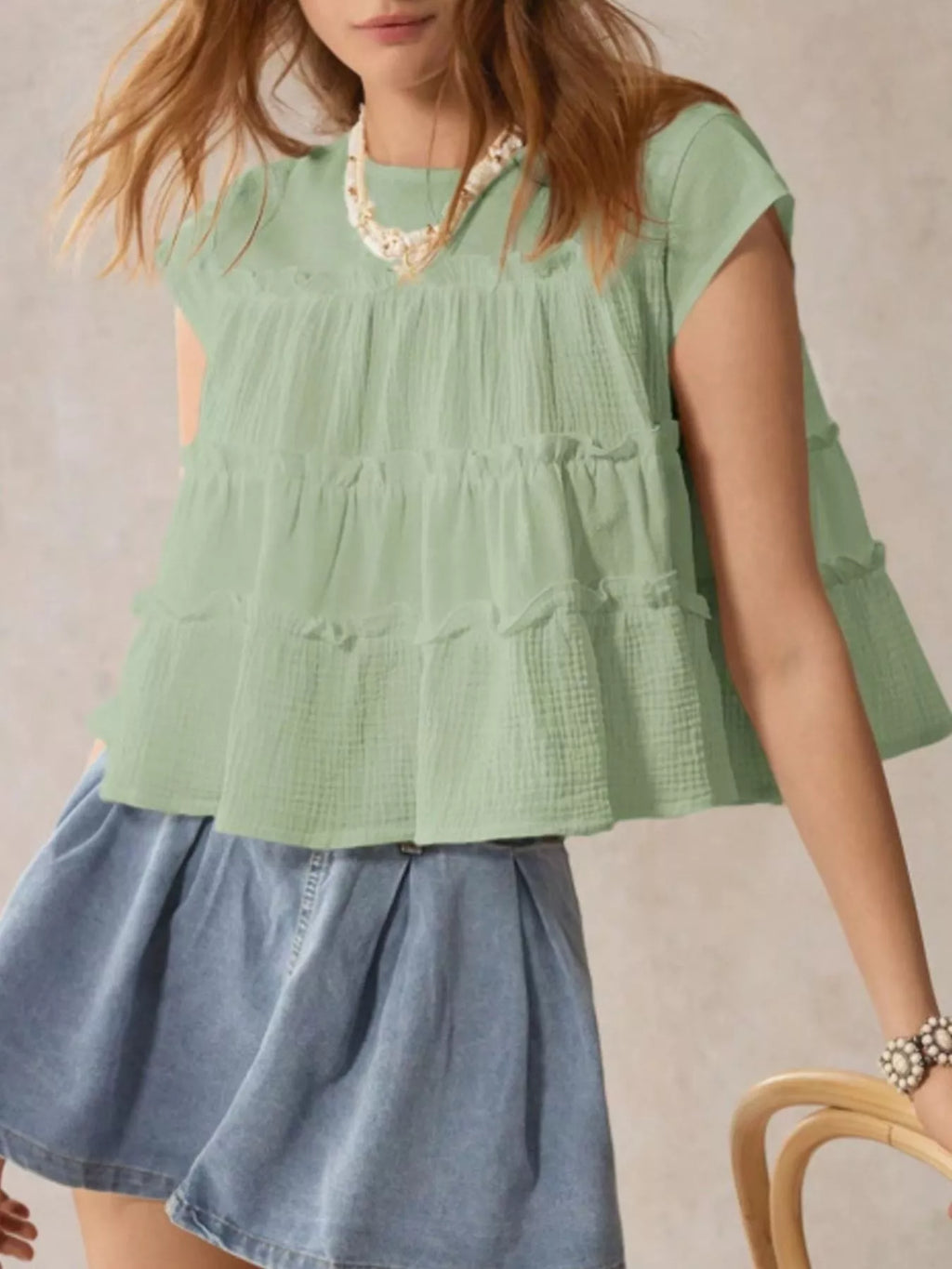Tiered Cap Sleeve Blouse (12)