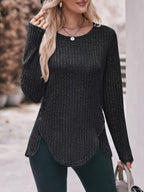 Ribbed Knit Long Sleeve T-shirt (16)