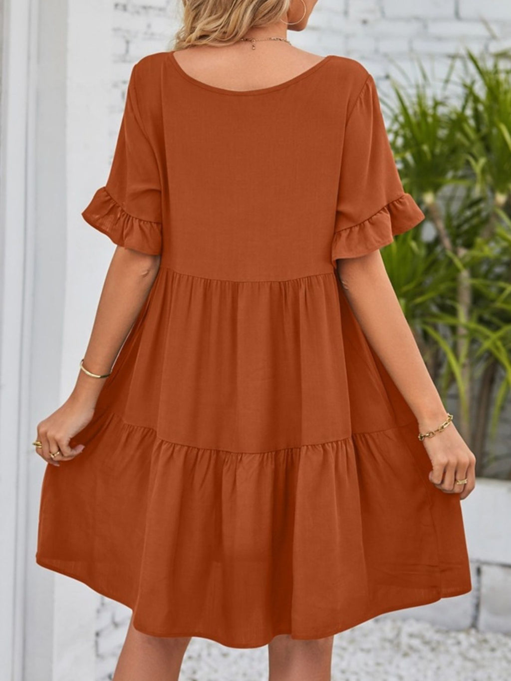 Ruffled Sleeve Tiered Mini Dress (13)