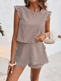Printed Round Neck Top Layered Shorts Set
