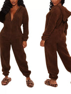 Full Size Fleece Zip-up Hooded Jumpsuit Plus (10)