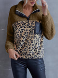 Leopard Quarter-snap Teddy Sweatshirt
